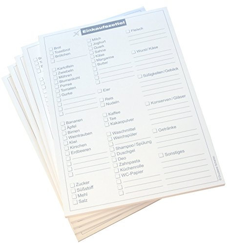 Druckerei Scharlau 3x Einkaufszettelblock Einkaufsliste in Grau - Einkaufszettel - 50 Blatt, DIN A5-50 Blatt (22213)