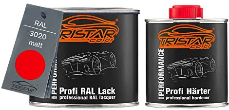 TRISTARcolor RAL 3020 Verkehrsrot matt 2K Autolack 0,75 Liter / 750 ml Dose inkl. Härter