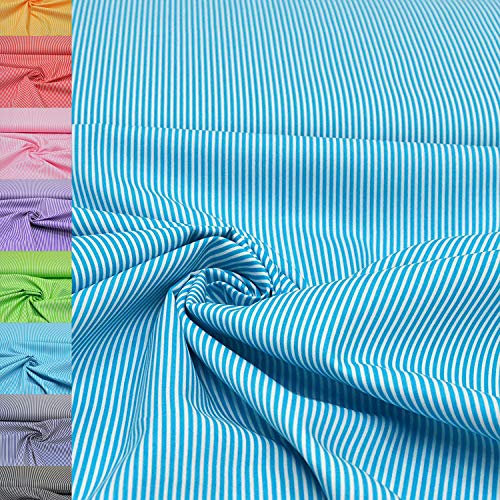 MAGAM-Stoffe Amelie Streifen Baumwollstoff Oeko-Tex Meterware 50cm (09. Türkis)
