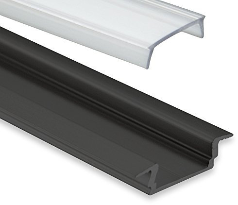 LED-Gigant PL 8 Subra Schwarz Pulverbeschichtigt mit Abdeckung 2 Meter Klar