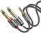 J&D Cable de Divisor 3,5 mm TRS Macho a 2 x 6,35 mm TS Macho Mono con Carcasa de Aleación de Zinc y Trenza de Nylon para Amplificadores, Altavoces, Mesa de Mezcla, 0.9 Meter
