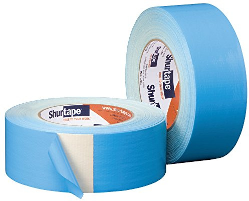 Shurtape DF 545 Double-Sided Carpet and Duct Tape, Sticks to Hardwood, Concrete, Tile and More, Natural with Blue Liner, 48mm x 33 Meters, 1 Roll (152496)