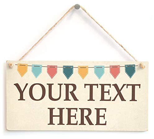 Personalised Your Text Here Sign - Crafty Bunting Design - Custom Door Plaque Your Own Wording