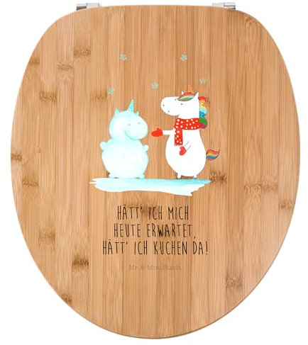 Mr. & Mrs. Panda Motiv WC Sitz Einhorn Schneemann - Geschenk, Einhörner, Mütze, Klobrille, WC-Sitz, Klodeckel, Unicorn, Toilettendeckel, Winter,