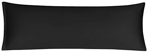 sourcing map langes Kissenbezug 100% Mako Baumwolle Satin Kopfkissenbezug Seitenschläferkissen bezug mit Reißverschluss Schwarz 50x150cm