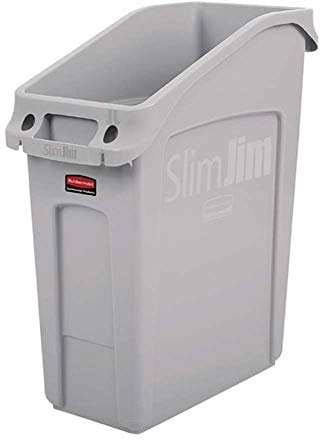 Rubbermaid Commercial Products 2026695 Slim Jim Abfalleimer mit Belüftungskanälen, 13 Gallonen, Grau
