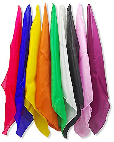 Enjoyer Mouchoir magique en soie pour magicien, jonglage, écharpes à changement de couleur, tours de magie, accessoires de magie classiques, jouets de magie, gadgets 5 pièces (15 x 15 cm)