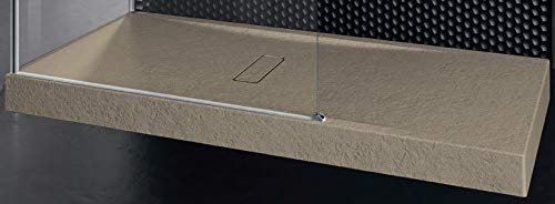 Piatto Doccia Novellini Custom Touch Dimensione 160x80 Altezza Spessore 12 cm Colore Terra Appoggio Pavimento Effetto Pietra Acrilico Compreso Piletta Scarico e Copri Piletta
