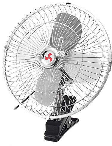 MOMOALA 10 Inch 12V Car Electric Oscillating Fan with Clip Cooling Conditioner Desk Table