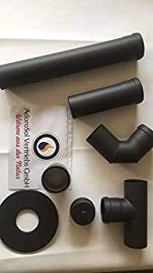 AdoroSol Vertriebs GmbH Rauchrohr Set Pellet in Schwarz, Ø 100 mm, Ofenrohr für Pelletöfen, Pelletrohrset Pelletofen Anschluss-Set 100