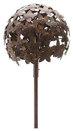 Wunderschöner & Hochwertiger Gartenstecker – Rost Blume/Blumenstecker – Große Auswahl – Edelrost Dekoblume – Metall Gartendeko (Allium 3D - Ø 16cm)