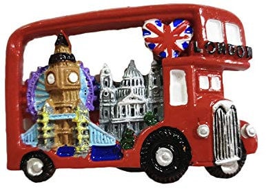 London UK 3D-Bus Kühlschrankmagnet, Kunstharz, Reise-Souvenirs, handgefertigt, Heim- und Küchendekoration, London-Kühlschrankmagnet, Sammlung, Geschenk