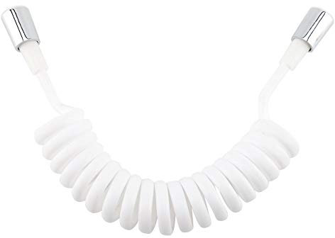 Compras Locas Manguera de Ducha telescópica Flexible, Resorte de ABS Manguera de Ducha Flexible para plomería de Agua Inodoro Bidet Pulverizador Baño(Blanco)