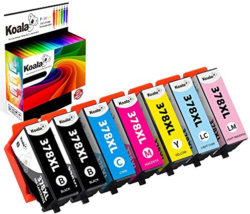 Koala Kompatible Druckerpatronen als Ersatz für Epson 378 XL 378XL Multipack für Expression Photo XP-8500 XP-8505 XP-8600 XP-8000 XP-8005 Drucker, 7er-Pack