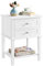Yaheetech White Bedside Table with 2 Drawers, Wooden Bedside Cabinet with Open Storage Shelf, Tall End Table for Bedroom & Living Room