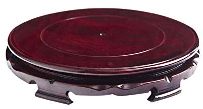 Vosarea Chinese Display Stand Circular Wooden Vase Teapot Base Hand-Crafted Oriental Vase Stand Aquarium Table Decor Fish Bowl Stand