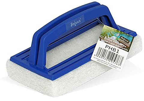 Zelsius Poolschwamm mit Griff | 14,5 x 9 x 6,5 cm | Pool Handbürste mit Schwamm | Bodenbürste, Poolbürste, Reinigungsbürste zur Poolreinigung | Poolrand Reiniger, Algenbürste, Handschrubber