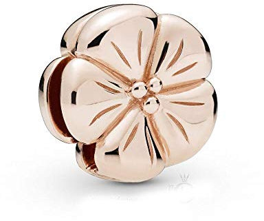 LIZHENG Fit Original Pandora Armband Charm 925 Sterling Silber Perlen Reflexion Poliert Blumenclip Frauen DIY Schmuck
