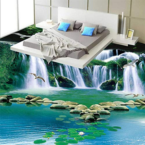 Große benutzerdefinierte Bodenbelag Fantasie Wasserfall Wasser grünen Wald 3D Badezimmer Schlafzimmer Wohnkultur-250 * 175cm