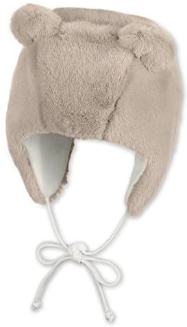 Sterntaler Baby Mädchen Mütze Baby Inka Mütze - Mütze Baby, Kappe Kinder, Mütze Baby Neugeborene - mit Öhrchen und Bindeband - beige, 43