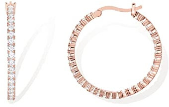 PAVOI Boucles d'oreilles créoles en argent sterling 925 plaqué or 14 carats avec zircone cubique | Créoles en or rose | 30 mm, Or rose Argent sterling, Oxyde de Zirconium