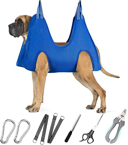 ATESON Pet Grooming Hammock for XXL Large Dogs with Nail Clippers/Nail Trimmers/Grooming Scissors, Dog Grooming Harness for Nail Trimming, Pet Grooming Sling Helper