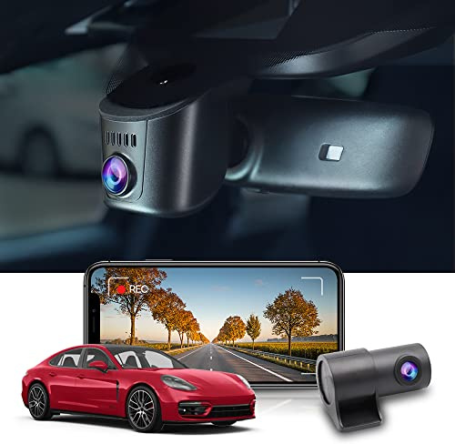 Fitcamx Dashcam Auto Vorne Hinten Kompatibel mit Porsche 911 (992) Cayenne (9YA 9Y0 9Y3) Panamera (971) Taycan(Modell A), OEM Dashcam 4K 2160P+1080P WiFi UHD Video, Parkmonitor, G Sensor, 128-GB-Karte