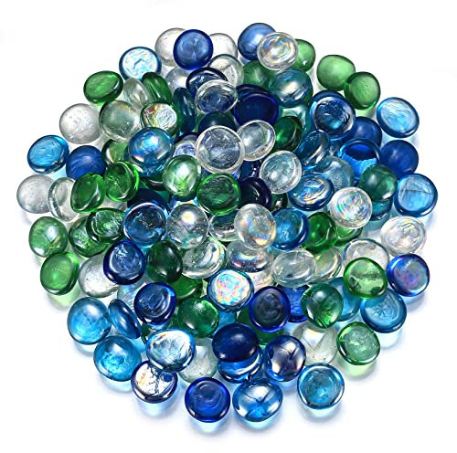 YITYDaMai Ciottoli di Vetro, Pietre in Vetro Decorative Perline Pepite Tessere Mosaico, 1000 G/200 Pezzi Gemme Ciottoli Colorata per Decorazione Acquario Vasi Ciotole da Giardino