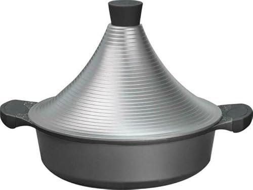 Marokkanische Tajine Tajin Tagin Tagine Agadir Ø 32 cm Alumium für alle Herdarten inklusive Induktion Grau (Aluminium)