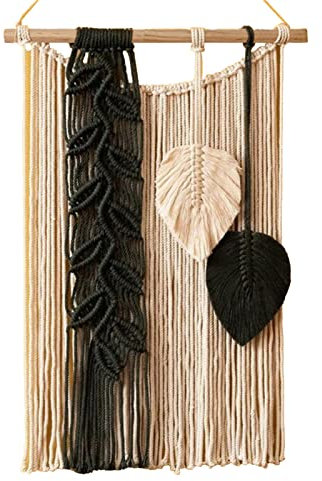 EXQUILEG Makramee Wandbehang,Woven Tapestry Tasseled handgewebten Wandteppich Boho wanddeko nach Hause bleiben Dekoration Zimmer Hintergrund (Schwarz)