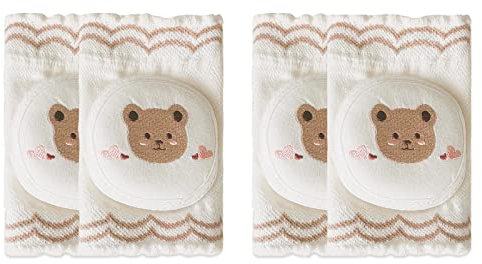SONARIN Rodilleras Bebe para Gatear,2 Pares Rodilleras para Gatear Elásticas Protectores de Rodilla Calentador de Piernas Bebé Transpirable para Bebé Niños Niñas 0-36 Meses(Oso 1)