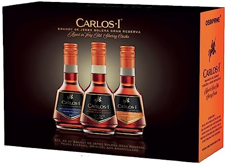Carlos I Brandy de Jerez Solera Gran Reserva - Estuche de 3 Miniaturas surtidas de 5cl