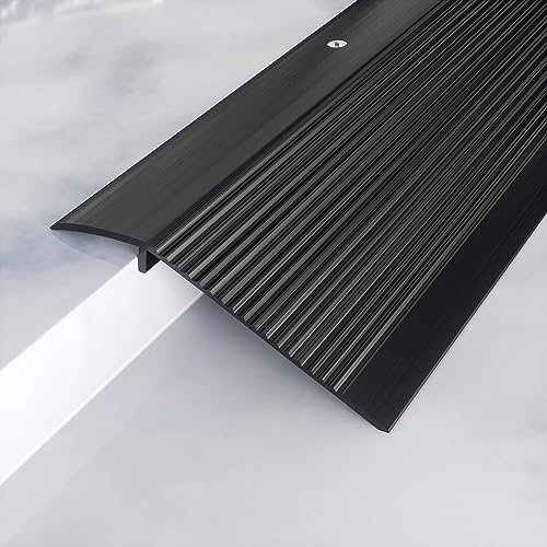 Aluminum Floor Transition Threshold Strip, Doorway Edge Trim Suitable for Threshold Height Less Than 1.6 InchThreshold Ramps for Doorways, Wheelchairs, Door/Tile/Threshold Reducer (Black)