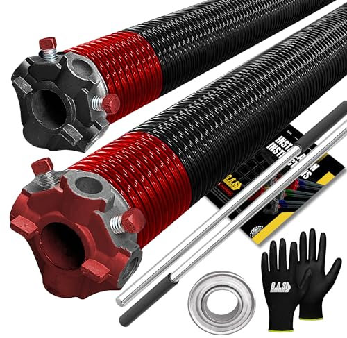 Ressort de torsion pour porte de garage 225 x 2 x 25 mm pour réparation de porte de garage | Remplacement enroulé à gauche et à droite pour porte de garage avec roulement en acier de 2,5 cm et barres