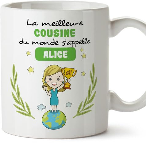 Mugffins Tasses Personnalisables pour COUSINE - En Français - Cadeau Personalisé- Tu Meilleur du Monde - 11 oz / 330 ml