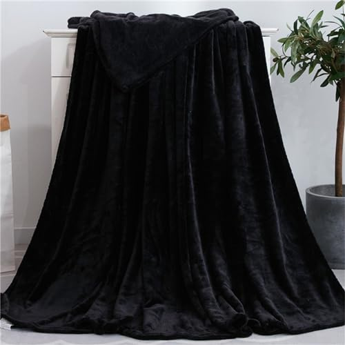 Highdi Coperta Pile Divano Plaid, Morbida Coperte per Letto Singolo Matrimoniale Soffice e Calda Coperta Pile Invernale per Animali Bambini Adulti (50x70CM,Nero)