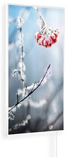 Könighaus Infrarotheizung – 4 Jahreszeiten – TÜV SÜD - 800 Watt + Könighaus Thermostat - Weißer Rahmen (Winter Motiv: 01. Frost)
