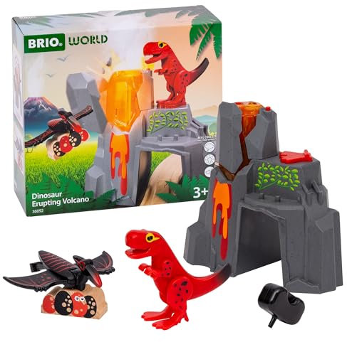 BRIO World - 36092 Dinosaurier-Vulkan mit Ausbruchsfunktion - Zugset für Kinder ab 3 Jahren