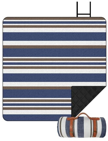 Bibykivn Picknickdecke Wasserdicht Waschbar Outdoor Stranddecke, 150x200cm Campingdecke Tragbare Faltbar Picnic Blanket, Wärmeisoliert Strandunterlage für Picknick Camping Beach Park (Blau)