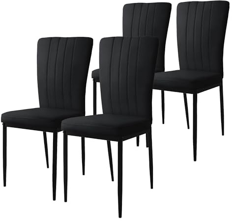 ML-Design Esszimmerstühle 4er Set mit Samt-Bezug, Schwarz, Küchenstühle mit Rückenlehne, Polsterstuhl mit Metallbeinen, Ergonomischer Esstisch-Stuhl, Esszimmerstuhl modern, Wohnzimmerstuhl Küchenstuhl