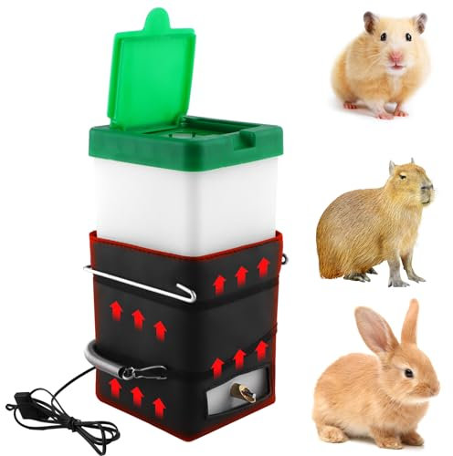 YAMSLAM Beheizte Kleintierwasserflasche, 907.2 g Kein Tropfen, konstante Temperatur 20℃ für Kaninchen, Hamster, Meerschweinchen und andere Kleintiere
