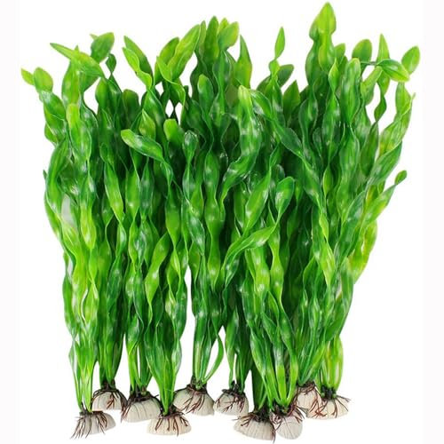 Shinekoo 10 plantas de acuario de plástico, decoración de pecera, algas marinas artificiales, plantas submarinas para decoración de acuario