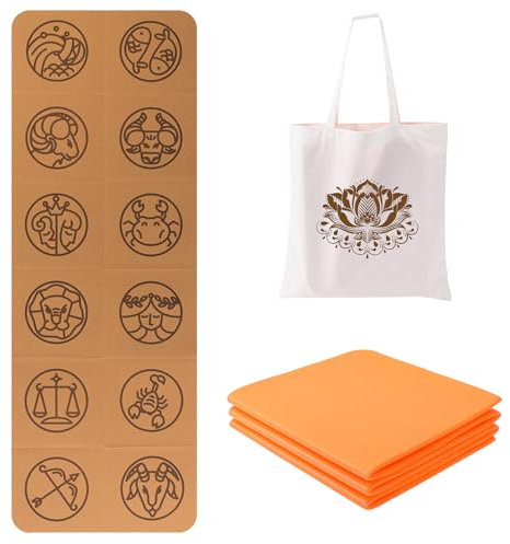 EKE Kork-Falt-Yogamatte, 5 mm Dicke, Standardgröße, Faltbar, reise Leicht und Tragbar, Ideal für Yoga, Pilates, Fitness, Sport, Training, inklusive Canvas-Tragetasche