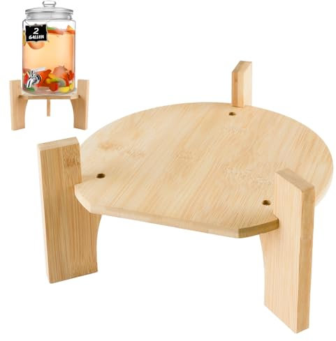 Beverage Dispenser Stand, Drink Dispenser Stand for Max 7.3 Inch Glass Drink Dispenser for Home Party Bar Wine Juice Tea Lemonade (Bamboo Wood Stand Only)