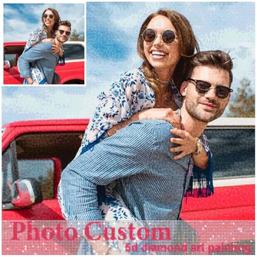 Diamond Painting Personnalisé Photo, Peinture Diamant Personnalisé, Kits de Puzzle Diamant Personnalisé, Full Drill Broderie Peintures Photos Arts DéCor Mur, 30x30cm