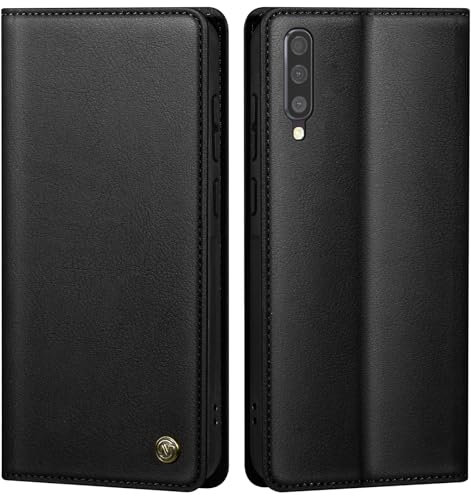 Handyhülle für Samsung Galaxy A50 Hülle Schutzhülle für Galaxy A50 5G Premium PU Lederhülle Wallet Flip Case Tasche Magnet Kartenfach Standfunktion Klappbar für Samsung A50 Hülle, Schwarz