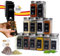 comforder Juego Tarros Especias (24 unidades), Organizador de Especias con Dispensador y Etiquetas + Embudo, Especieros Cuadrados, Tapa Metálica, 120ml