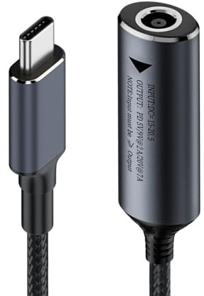 NFHK Câble DC Jack 7,4 x 5,0 mm Entrée vers USB-C Type-C Câble d'alimentation 140 W Câble de charge pour ordinateur portable Téléphone PD9V 5 V 20 V