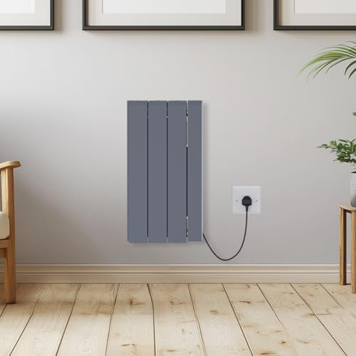 Warmehaus Anthracite 700W Electric Ceramic Radiator with Smart WIFI, 3 Fins Portable Electric Heater, Daily & Weekly Timer Function,OPen Window Function, Aluminium Free Standing or Wall Mounted