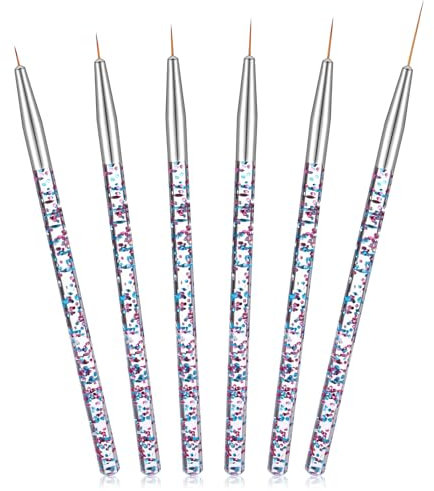 Lot de 6 pinceaux à eyeliner à pointe fine en gel pour nail art, eyeliners activés par l'eau, pinceaux de maquillage pour les yeux, maquillage, peinture corporelle, doublure des lèvres, 6 tailles